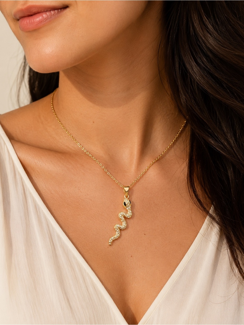Gold Snake Pendant Necklace steel